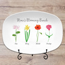 4 Flowers Platter + Plate Stand Birth Month Flower Family Personalized Platter, Mother's Day Custom Gift, Grandma's Garden, Gift from kids