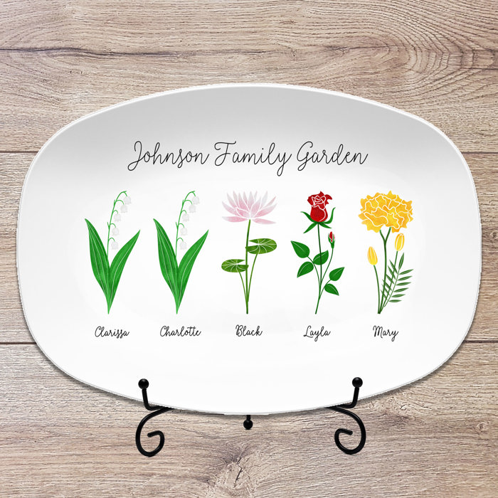 Birth Month Flower Family Personalized Platter, Mother's Day Custom Gift, Grandma's Garden, Gift from kids