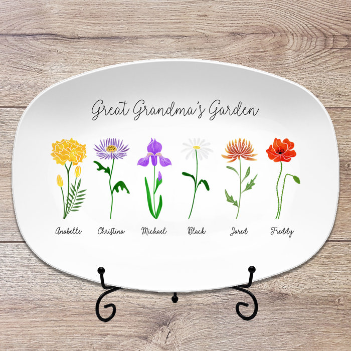 Birth Month Flower Family Personalized Platter, Mother's Day Custom Gift, Grandma's Garden, Gift from kids