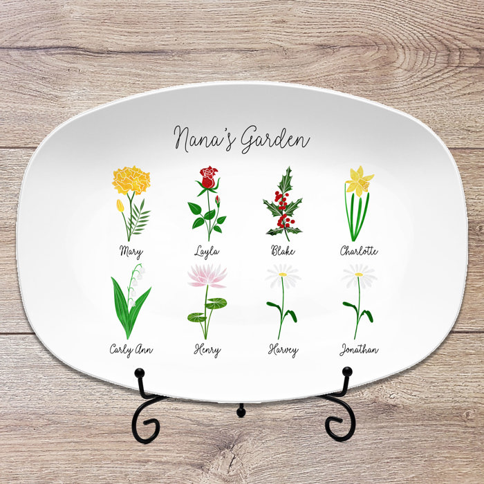 Birth Month Flower Family Personalized Platter, Mother's Day Custom Gift, Grandma's Garden, Gift from kids