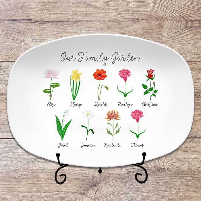 Birth Month Flower Family Personalized Platter, Mother's Day Custom Gift, Grandma's Garden, Gift from kids