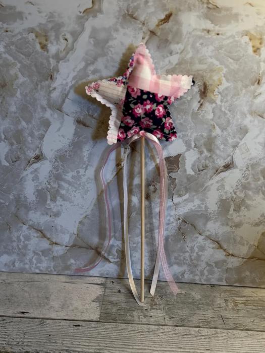 Fairy wand imaginary play toy, handmade fabric star wand princess dress up fairy wand young girl gift