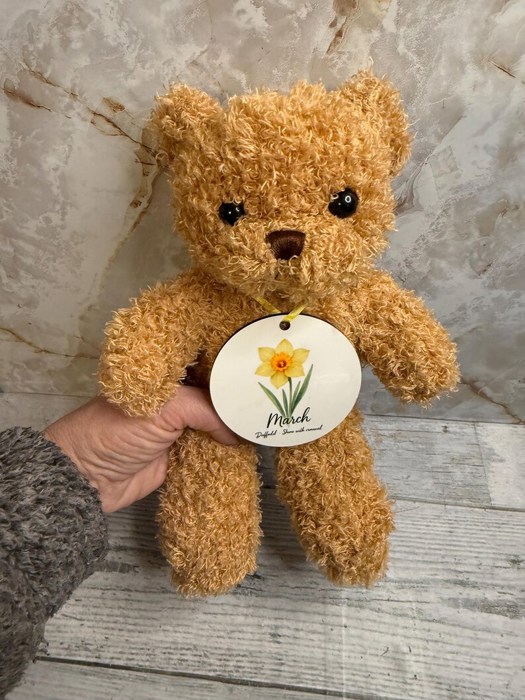Newborn birth flower teddy bear gift hospital baby gift birth month flower ornament gift