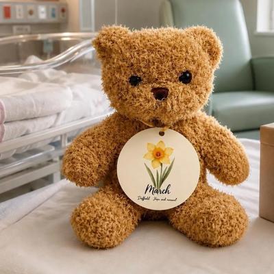 Newborn birth flower teddy bear gift hospital baby gift birth month flower ornament gift