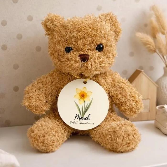 Newborn birth flower teddy bear gift hospital baby gift birth month flower ornament gift