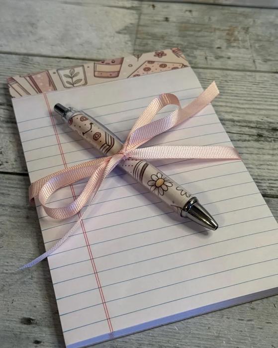 pad and pen set gift coquette pad and pad set, cow pattern pad and pen set, bookish pad and pen set, flower pad and pen set, office supply gift coworker gift, best friend stationary gift