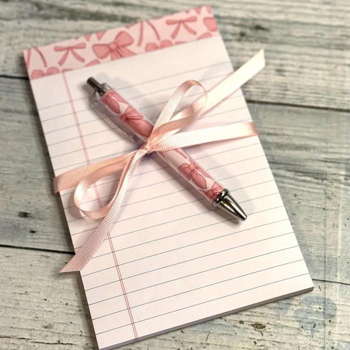 pad and pen set gift coquette pad and pad set, cow pattern pad and pen set, bookish pad and pen set, flower pad and pen set, office supply gift coworker gift, best friend stationary gift