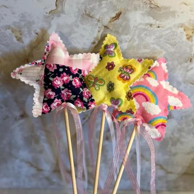 Fairy wand imaginary play toy, handmade fabric star wand princess dress up fairy wand young girl gift