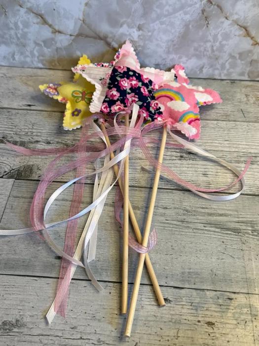 Fairy wand imaginary play toy, handmade fabric star wand princess dress up fairy wand young girl gift
