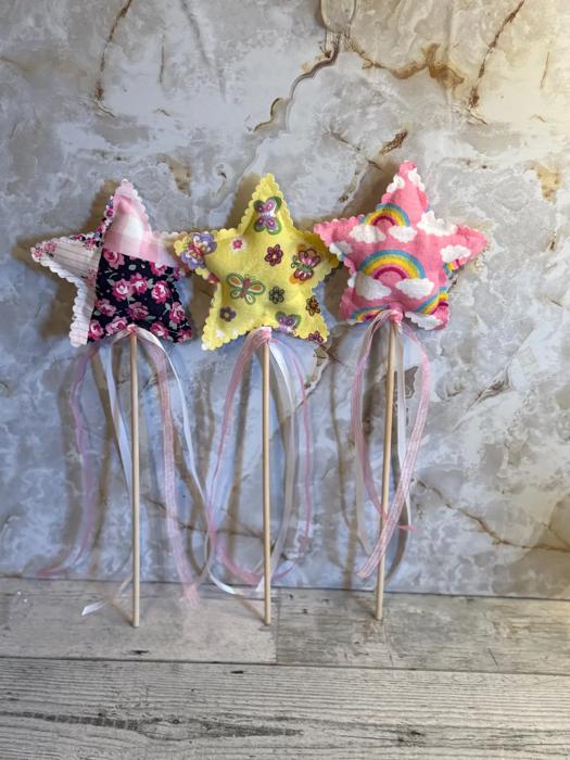 Fairy wand imaginary play toy, handmade fabric star wand princess dress up fairy wand young girl gift