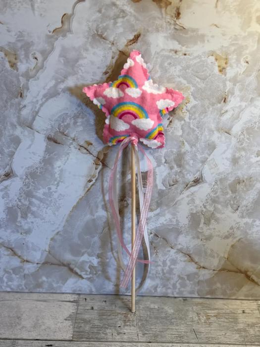 Fairy wand imaginary play toy, handmade fabric star wand princess dress up fairy wand young girl gift