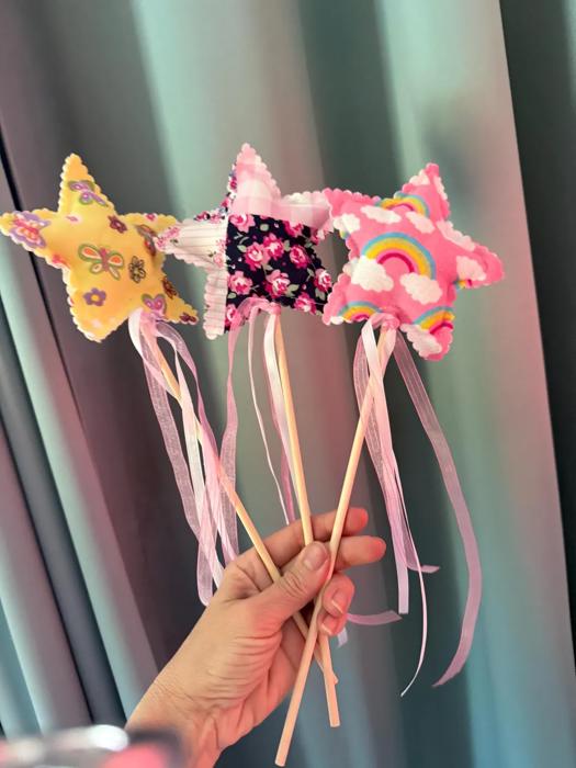 Fairy wand imaginary play toy, handmade fabric star wand princess dress up fairy wand young girl gift