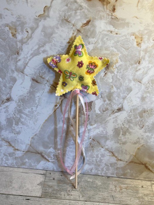 Fairy wand imaginary play toy, handmade fabric star wand princess dress up fairy wand young girl gift