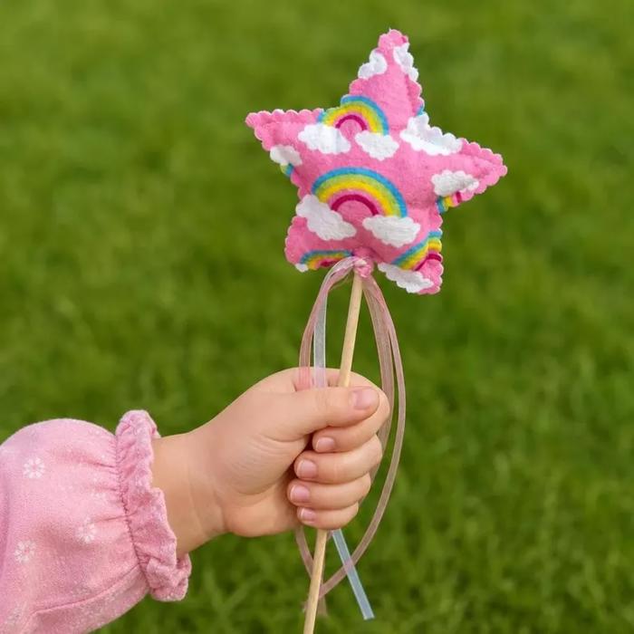 Fairy wand imaginary play toy, handmade fabric star wand princess dress up fairy wand young girl gift