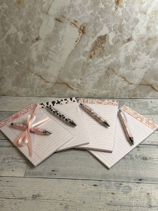 pad and pen set gift coquette pad and pad set, cow pattern pad and pen set, bookish pad and pen set, flower pad and pen set, office supply gift coworker gift, best friend stationary gift