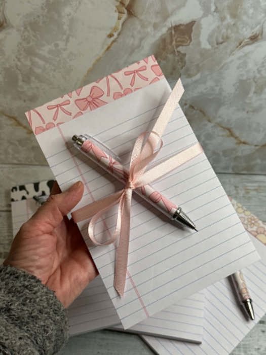 pad and pen set gift coquette pad and pad set, cow pattern pad and pen set, bookish pad and pen set, flower pad and pen set, office supply gift coworker gift, best friend stationary gift