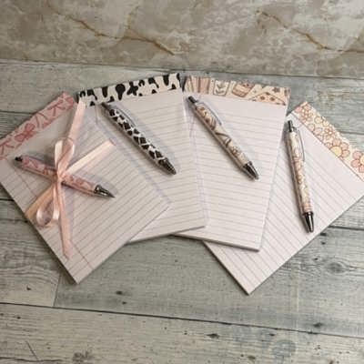 pad and pen set gift coquette pad and pad set, cow pattern pad and pen set, bookish pad and pen set, flower pad and pen set, office supply gift coworker gift, best friend stationary gift