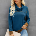 Large Blue Cowl Neck Plush Sweater