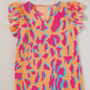  Orange Dream Abstract Ruffle Sleeve Blouse