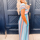 Large Springtime Blues Maxi Dress