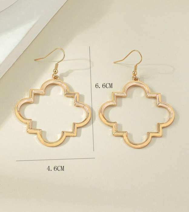 Gold Quatrefoil Dangle Earrings 