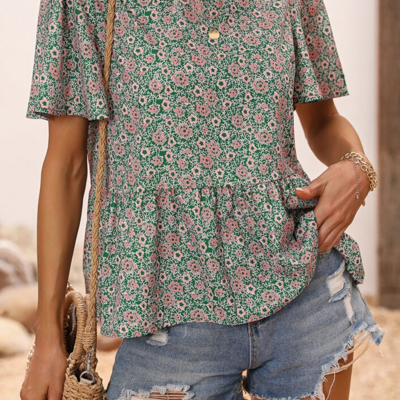 Floral Frenzy Butterfly Sleeve Blouse