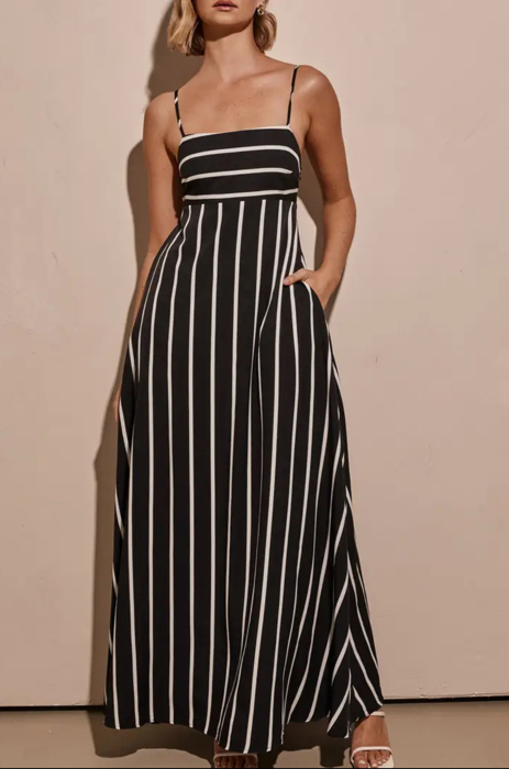 Black and White Striped Maxi Dress