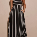 Black and White Striped Maxi Dress