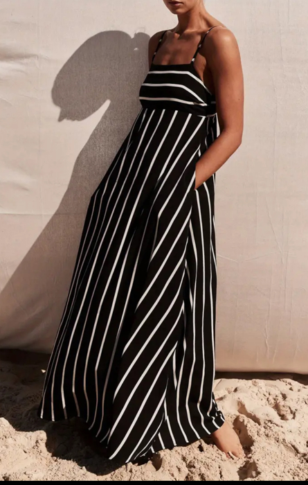 Black and White Striped Maxi Dress