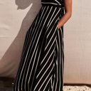  Black and White Striped Maxi Dress