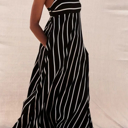  Black and White Striped Maxi Dress