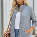 Small Gray Gray Quilted Zip Up Jacket