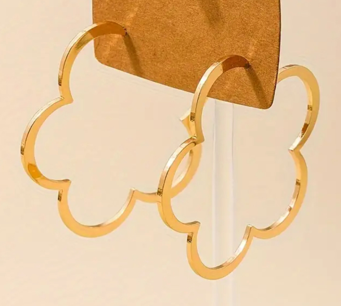 Gold Flower Hoop Earrings 