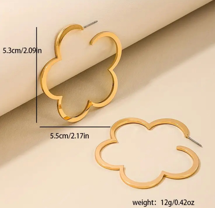 Gold Flower Hoop Earrings 