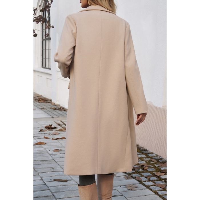 Chic Double Breasted Pocket Lapel Trench Coat