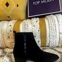  Top Moda Low Heel Black Suede Bootie