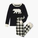  Black & Cream Plaid Bear Family Matching Pajamas