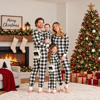 Cream and Black Plaid Family Matching Christmas Jumpsuits