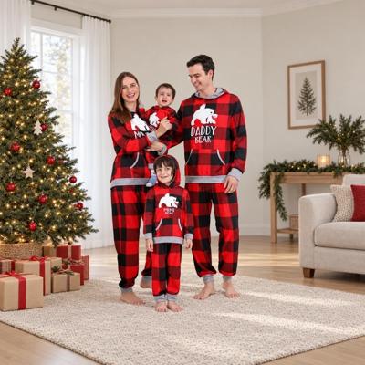 Hooded Plaid Bear Family Matching Christmas Pajamas