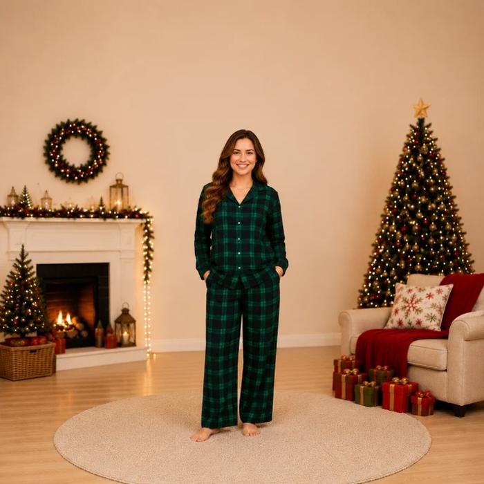 Classic Emerald Plaid Family Matching Christmas Pyjamas