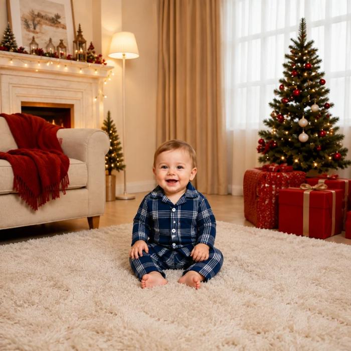 Classic Navy Plaid Family Matching Christmas Pyjamas