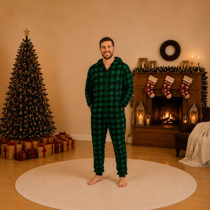 Forest Green Hooded Family Matching Christmas Jumpsuits