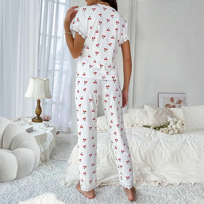 Laced Cherry Pajamas Set