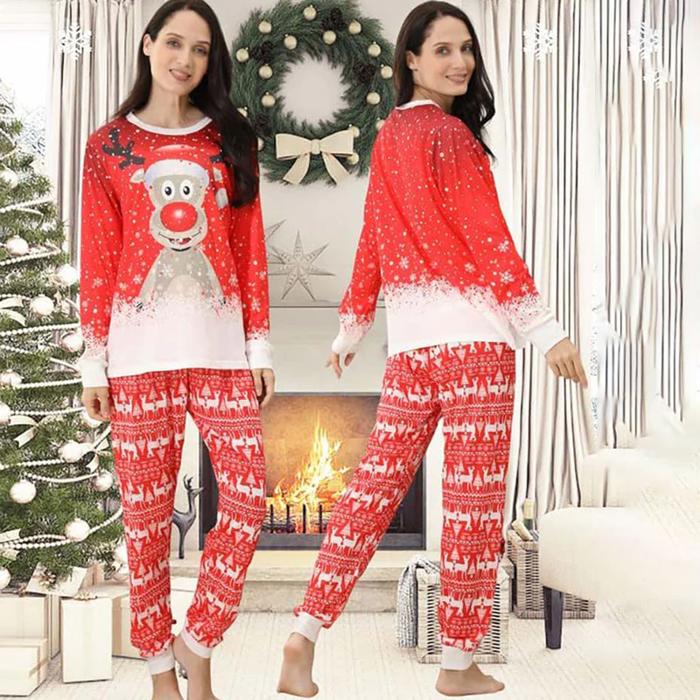 Moose In Snow Family Matching Christmas Pajamas