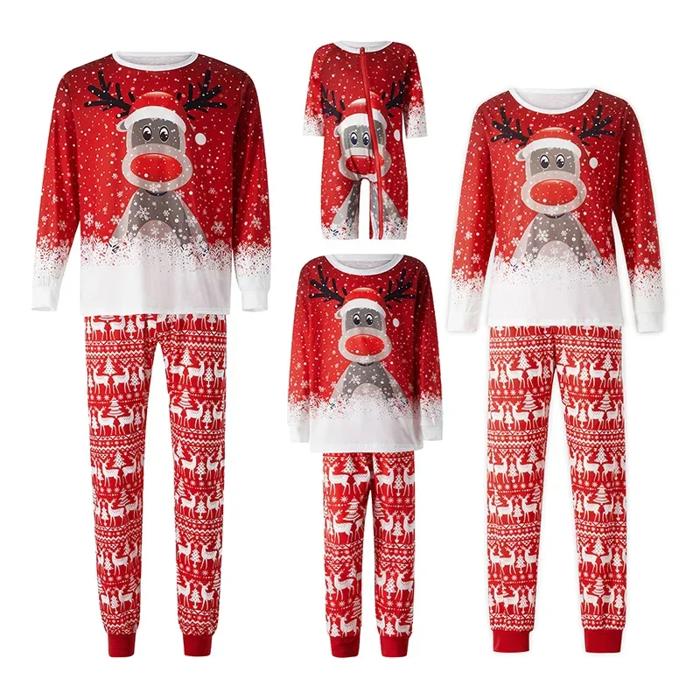 Moose In Snow Family Matching Christmas Pajamas