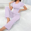 Purple-Large Ribbed Curly Bottom Pajamas