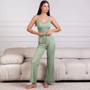  Ribbed Laced Strap Pajamas Set