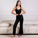  Ribbed Laced Strap Pajamas Set