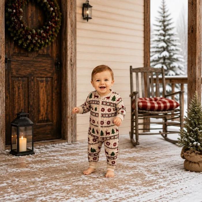 Rustic Christmas Cabin Family Matching Pyjamas