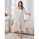 Champagne-Medium Satin Nightgown With Shrug